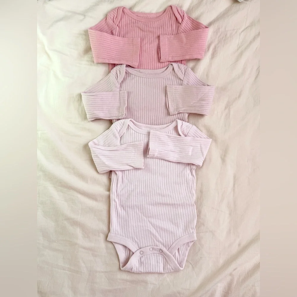 Cloud Island |  Ribbed Pink/Lavender Long Sleeve Set | 0-3M